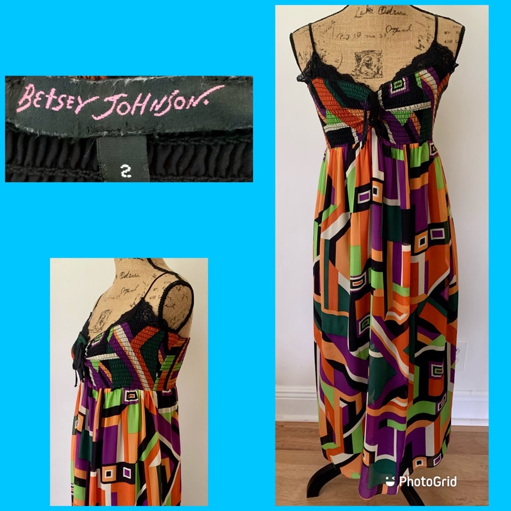 Betsey Johnson Chiffon Geometric Babydoll Dress